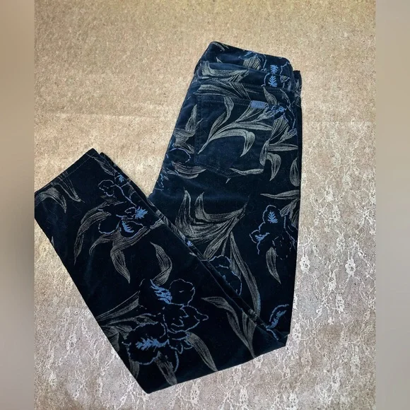 JEN7 - Anthropologie Printed Velvet Skinny Ankle Jeans. Size 6 - Picture 6 of 6